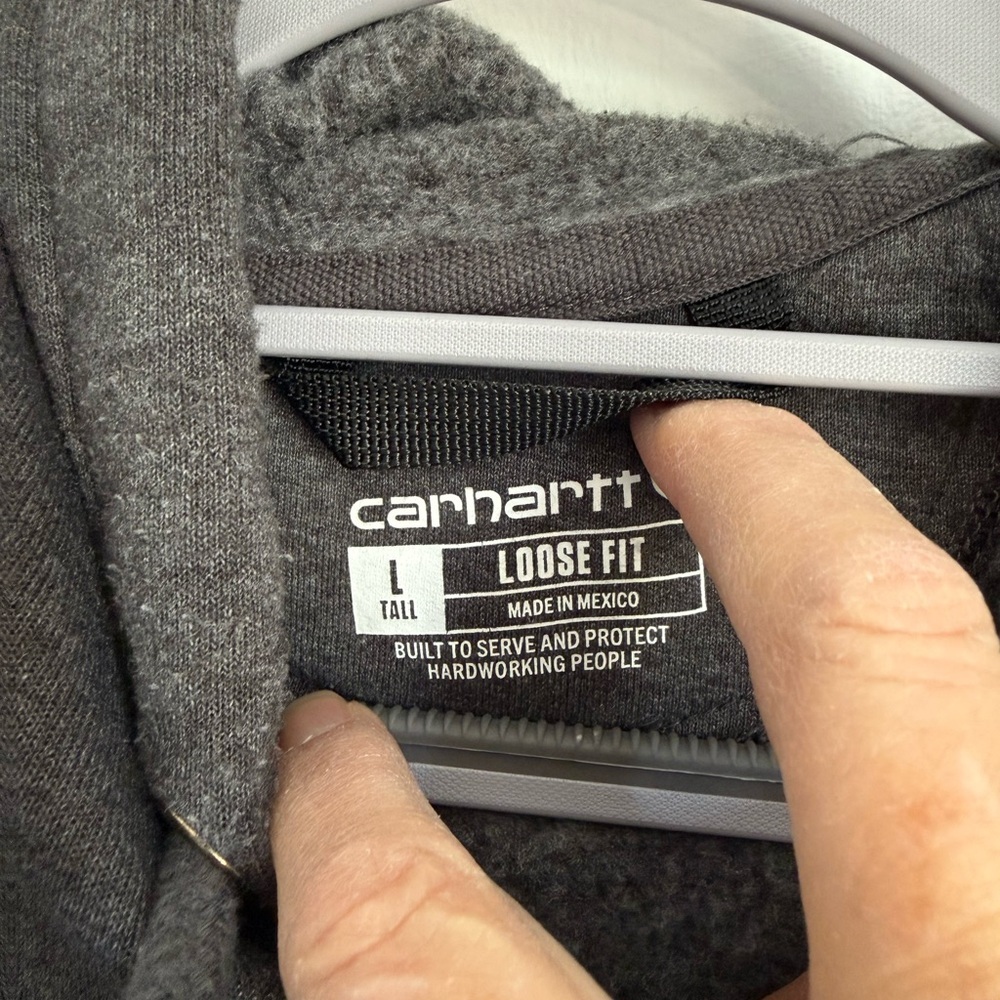 Carhartt Dark Gray Hoodie with Neon Yellow Logo - Picture 2 of 6